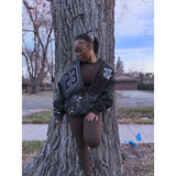 Oversized "Humble Vibes 24/7" Jacket Black-White