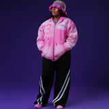 Oversized "Humble Vibes 24/7" Jacket Pink-White