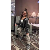 Oversized "Humble Vibes 24/7" Jacket Black-White