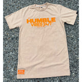 Classic “Humble Vibes 24/7” Tee Tan-Orange