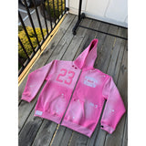 Oversized "Humble Vibes 24/7" Jacket Pink-White