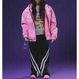 Oversized "Humble Vibes 24/7" Jacket Pink-White