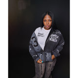 Oversized "Humble Vibes 24/7" Jacket Black-White