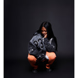 Oversized "Humble Vibes 24/7" Jacket Black-White